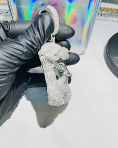 Collar con Colgante de Moissanita Redonda con Engaste de Garra, Chapado en Oro, Estilo Hip Hop, VVS, para Fiestas, Venta Caliente - Product Image 6