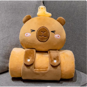 Coperta in Peluche Decorata a Forma di Capibara e Anatra, Abbigliamento e Accessori con Imbottitura in Cotone PP per Bambini 2-4 Anni Unisex - Product Image 1