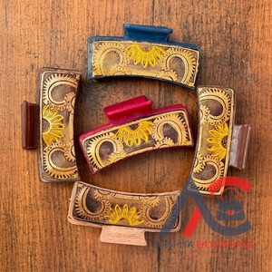 มาใหม่ล่าสุดร้อนขายสไตล์ตะวันตกทําด้วยมือเครื่องมือแกะสลักหนังผมกรงเล็บคลิปหนังกรงเล็บอุปกรณ์เสริมผมสําหรับผู้หญิง - Product Image 1