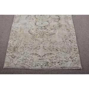 Tapis vintage 3,6x7,3 pieds, tapis turc oriental en laine blanche - Product Image 5