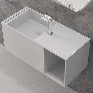 Lullaby bianco opaco 80 cm Art Stone Reef Console lavello singolo Pack per uso bagno - Product Image 1