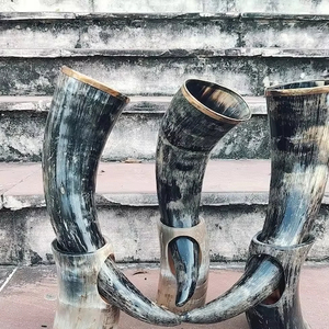 Hand Carved Polished Buffalo Horn Drinking <b>Cup</b> Durable <b>Viking</b> Love Style Souvenir with Customized - Product Image 1