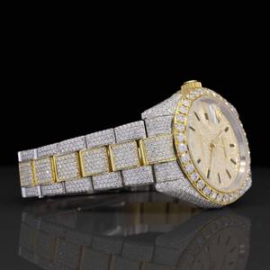 Montre de luxe entièrement sertie de diamants de laboratoire et de moissanite, avec mouvement automatique japonais - Product Image 2