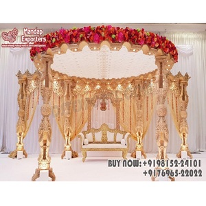 Ceremonia de boda de estilo gujarati Reino Unido Vidhi Mandap Maharani decoración de boda diseñador de madera Mandap hermosa boda Mandap de madera - Product Image 1