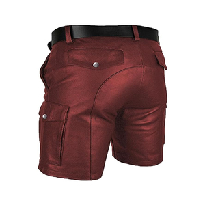 2024 meilleure vente personnalisé taille haute hommes en cuir Shorts tenue décontracté taille élastique Style Hip Hop nouvelle mode de rue haute - Product Image 5