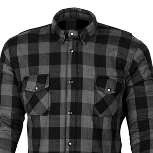 Mens Womens <b>Concealed</b> Armor Flannel Breathable Custom Black Grey DuPont for Aramid Lined CE Protective Zip Biker Riding Shirt - Product Image 4