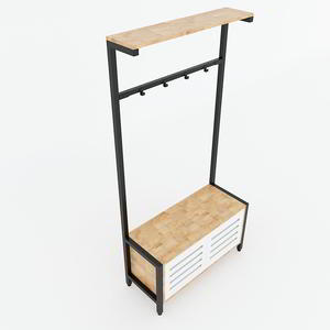 Industrial-Style Space-Saving Extendable Living Room <b>Shoe</b> Cabinet with Integrated Clothes <b>Rack</b> (UBAN 86x35x172cm) Freestanding - Product Image 3
