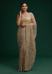 Alia Bhatt Wear New Soft Organza Silk avec multi-fils et broderie Work Saree 5.5mm 100% Pure Silk - Product Image 2