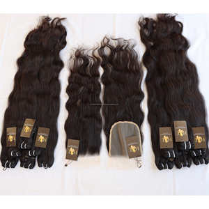 Cuticules brutes alignées 100 cheveux humains vierges vison cheveux brésiliens bruts lisses avec Lace Closure Hd - Product Image 2