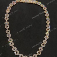 Chaîne cubaine infinie hip-hop de haute qualité, coupe baguette de 15 mm, plaquée or rose personnalisée, avec moissanite glacée VVS certifiée GRA