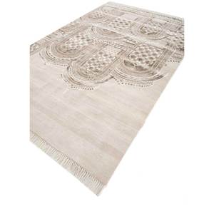 Tapis Khidki LRB-13017 en laine et soie de bambou noué à la main, couleur ivoire, motif puzzle rectangulaire original pour la maison - Tapis de salon, couloir - Product Image 2