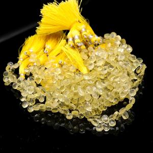 Collection exclusive de perles de briolette en forme de poire en quartz citron naturel clair avec coupe lisse pour la fabrication de colliers et de boucles d'oreilles - Product Image 4