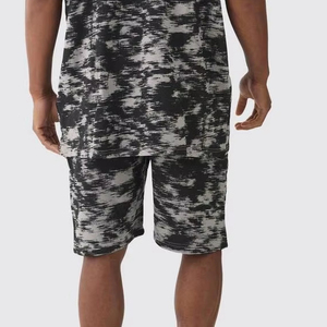 Haute qualité surdimensionné col étendu béton imprimé T-shirt & ensemble court T-shirt & Shorts ensemble hommes décontracté Twin ensembles séchage rapide ensemble - Product Image 5