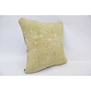 Subtle Striped Beige Wool 14x14 Inch Kantha Pillow Woven Luxury Decorative Cushion with <b>Vintage</b> Pattern for <b>Bedding</b> Floor Use - Product Image 2