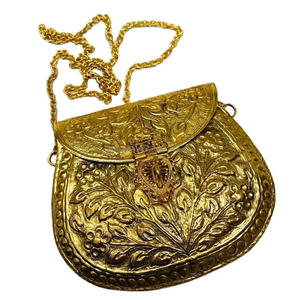Bolso de mano de Metal hecho a mano, bolso de mano Vintage en relieve a mano, oro y Latón chapado en plata, bolsos Potlli Sling, bolso de bola dorada - Product Image 6