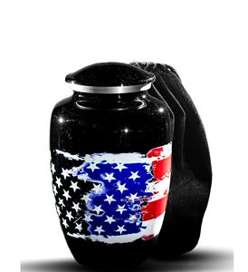 Urnes pour cendres humaines U.S.A Drapeau Crémation Urne funéraire Urne patriotique décorative Grande taille personnalisée noire - Product Image 4