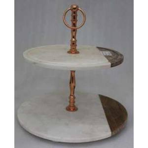 Base en bois pierre décoration maison cadeau rond nourriture gâteau au chocolat Dissert marbre plateau de service à plusieurs niveaux base en pierre noire - Product Image 4