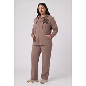 Ensemble de survêtement en coton double, taille grande, couleur vison - Product Image 1