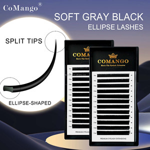 Ekstensi Bulu Mata Individual CC/L Warna Hitam Abu-Abu Matte Baru Bentuk Elips, Vegan, Bebas Kekejaman, Rambut Sintetis Super Lembut dan Halus - Product Image 5