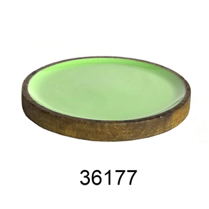 Assiette de service émaillée jaune en manguier assiette ronde en bois réutilisable pour servir fournisseur en gros indien meilleures assiettes cadeaux - Product Image 6