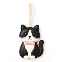 Personalizado Tuxedo gato Etiqueta Bicolor Blanco y Negro Lindo Cuero gato Monedero Encanto