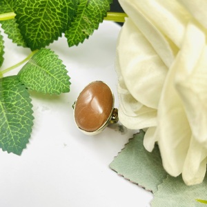 Natural Peach Sunstone Oval Cut 925 Sterling <b>Silver</b> Bezel Setting <b>Statement</b> <b>Ring</b> Handmade Women's - Product Image 3