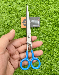 Ciseaux de coiffure à lame droite en acier inoxydable de haute qualité, poignée bleue, pointe pointue pour une utilisation en sécurité dans les salons - Product Image 4