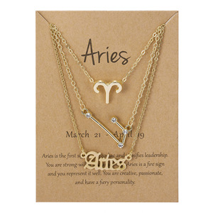 <span class=keywords><strong>2023</strong></span> 3 pièces/ensemble astrologie Horoscope étoile collier ras du cou signe du zodiaque 12 ensemble de colliers du zodiaque - Product Image 2