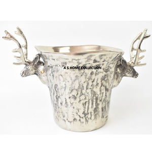 Accessoires de bar et de vin Seau à champagne décoratif en aluminium fini argenté - Product Image 4