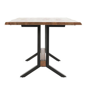 Table à manger classique industrielle noire et marron, plateau carré en bois d'acacia massif, pieds en métal, table à manger pour la maison et la cuisine - Product Image 3