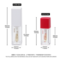Flacon de brillant à lèvres carré transparent personnalisé avec applicateur brosse, emballage écologique en plastique pour rouge à lèvres liquide et huile à lèvres