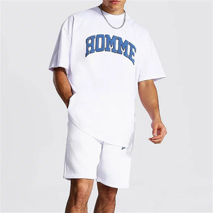 Conjunto de pantalones cortos y camisas personalizados para hombre Camiseta 100% de algodón peinado de alta calidad y conjunto de pantalones cortos de verano - Product Image 2