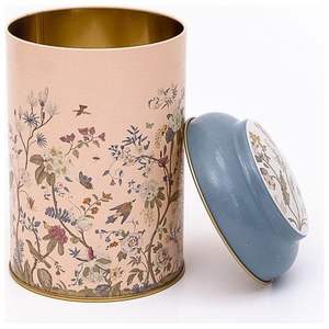 กระป๋องโลหะทรงกลมสีพาสเทลสีชมพู1.2L พร้อมฝาโดม105X150มม. ออกแบบลายดอกไม้สำหรับผู้จัดเครื่องประดับ - Product Image 2