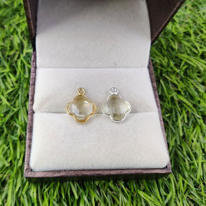 จี้หินซิทรินธรรมชาติชุบทองเครื่องประดับแฟชั่นรูปใบโคลเวอร์สำหรับทำอุปกรณ์ - Product Image 3