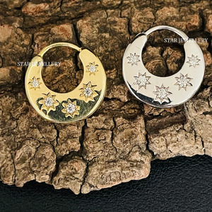 14K Solid Gold Natural <b>Diamond</b> Crescent Septum Piercing Luxury Gift Jewelry in Rose/Yellow Gold - Product Image 4