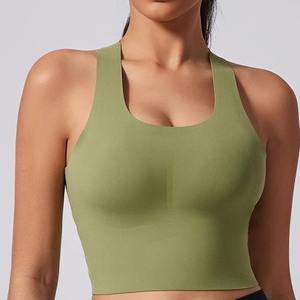 Sujetador de Yoga sin costuras para mujer, Top deportivo transpirable para entrenamiento de gimnasio, Top corto antisudor para Fitness, sujetador de empuje, estilo Simple - Product Image 3