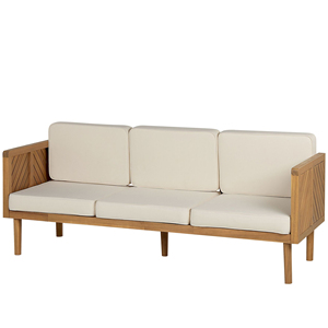 โซฟาสามที่นั่งลานกลางแจ้งสวนเฟอร์นิเจอร์ไม้สักติดตั้งเบาะรองนั่ง-gavi - Product Image 1