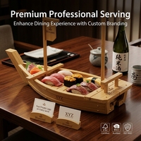 Plateau de service en bois pour sushis, bateau de présentation de sushis, plateau de service alimentaire, vaisselle de restaurant