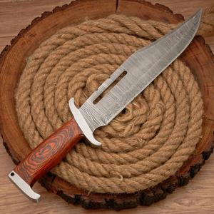 Cuchillo Bowie OEM personalizable directo de fábrica, hoja fija, para caza y desollado, de acero de Damasco y palisandro, para camping y actividades al aire libre, 3 años de garantía. - Product Image 2