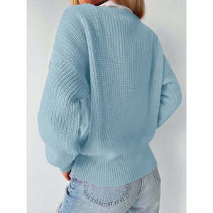 Blusa de punto con detalle de botón, 11783 - Azul - Product Image 6