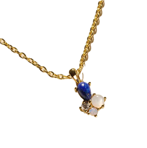 Colgante de Plata S925 Bañado en Oro de 14K con Lapislázuli Natural, Ópalo Australiano, Piedra Lunar y Circonita Cúbica, Personalizable para Venta al por Menor, OEM y ODM - Product Image 1