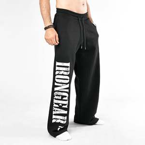 Pantalon plissé ample classique noir en coton léger, sportif et tendance, avec logo personnalisé, tailles XL-6XL - Product Image 1