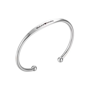 Inspirational Jewelry Plain Metal Open <b>Men</b> Silver Blank <b>Stainless</b> <b>Steel</b> Bangle Custom Engraved Women Cuff <b>Bracelet</b> - Product Image 2