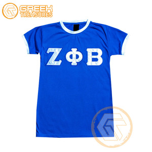 Wholesale Customized Zeta Phi Beta Cotton T-Shirt High Quality Sorority Apparel Women Fraternity All Seasons <b>Plain</b> Dyed - Product Image 3