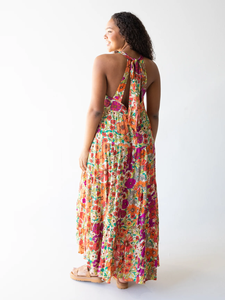 2024 nouveautés été mode vêtements femmes décontracté bohème Floral longue Maxi robe cravate teinture Boho gitane Chic satin soie tissu - Product Image 3
