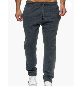 Pantalon de survêtement décontracté à jambes larges pour hommes, en coton, avec cordon de serrage, anti-rides, teint uni, coupe ample, du Bangladesh pour l'hiver - Product Image 1