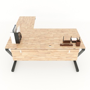 Bureau en L moderne et minimaliste VConcept HBVC017 160x160 avec pieds métalliques assemblés et plateau en mélaminé pour mobilier de bureau - Product Image 1