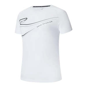 T-shirt col rond slim fit pour femme ERKE, en jersey de coton blanc avec décorations diamants et lettres, taille XL, respirant, coupe courte - Product Image 1