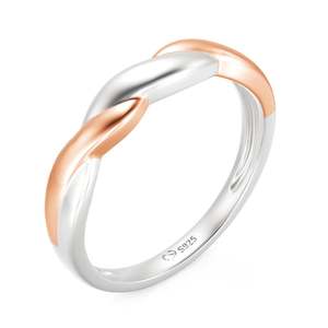 Bague torsadée bicolore Jeulia Amore pour homme - Argent sterling avec placage rhodium et accent en or 18 carats - Product Image 2