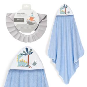 Dinosaurio Palma Mod 1X1 MT. Ensemble de serviettes de bain et chapeaux en coton hypoallergénique imprimé dessin animé pour enfants, accessoire de salle de bain bleu pour la maison - Product Image 1